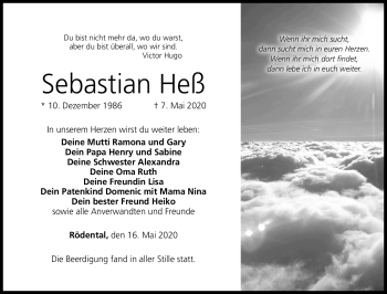 Traueranzeige von Sebastian Heß von Neue Presse Coburg