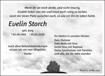 Traueranzeige von Evelin Storch von Südthüringer Presse