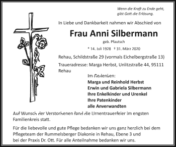 Traueranzeige von Anni Silbermann von Frankenpost