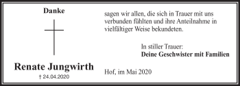 Traueranzeige von Renate Jungwirth von Frankenpost