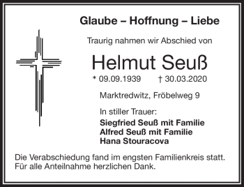 Traueranzeige von Seuß Helmut von Frankenpost