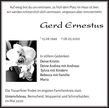 Traueranzeige von Gerd Ernestuts von Südthüringer Presse