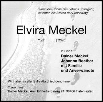 Traueranzeige von Elvira Meckel von Neue Presse Coburg