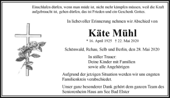 Traueranzeige von Käte Mühl von Frankenpost