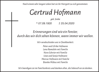 Traueranzeige von Gertrud Hofmann von Frankenpost