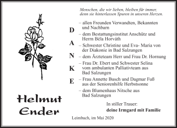 Traueranzeige von Helmut Ender von Südthüringer Presse