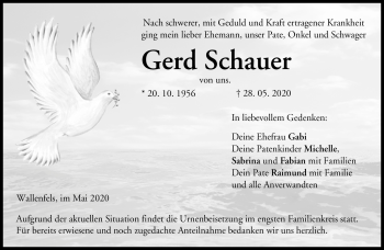 Traueranzeige von Gerd Schauer von Neue Presse Coburg
