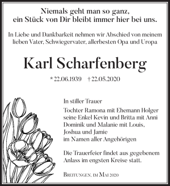 Traueranzeige von Karl Scharfenberg von Südthüringer Presse