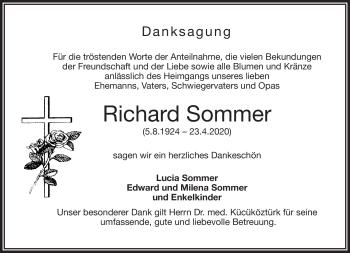 Traueranzeige von Richard Sommer von Frankenpost