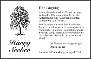Traueranzeige von Harry Seeber von Südthüringer Presse