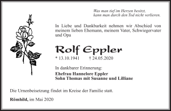 Traueranzeige von Rolf Eppler von Südthüringer Presse