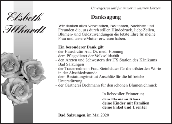 Traueranzeige von Elsbeth Illhardt von Südthüringer Presse