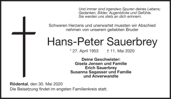 Traueranzeige von Hans-Peter Sauerbrey von Neue Presse Coburg