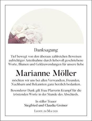 Traueranzeige von Marianne Möller von Südthüringer Presse