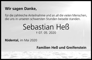 Traueranzeige von Sebastian Heß von Neue Presse Coburg