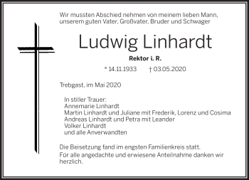 Traueranzeige von Ludwig Linhardt von Frankenpost