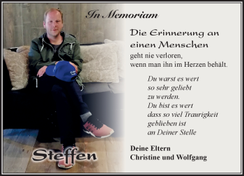 Traueranzeige von Steffen  von Südthüringer Presse