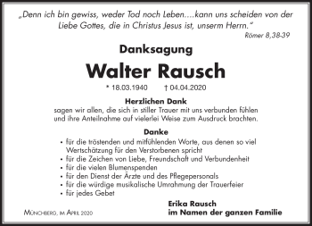 Traueranzeige von Walter Rausch von Frankenpost