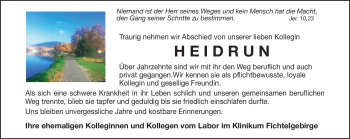 Traueranzeige von Heidrun  von Frankenpost