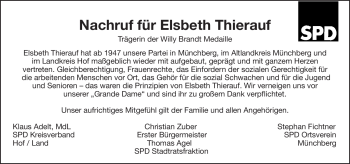 Traueranzeige von Elsbeth Thierauf von Frankenpost