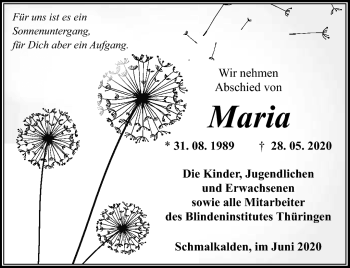 Traueranzeige von Maria Na von Südthüringer Presse
