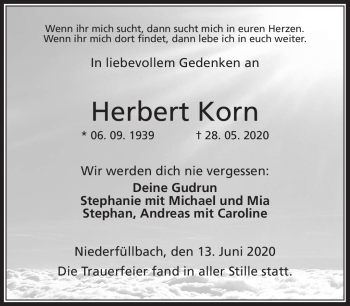 Traueranzeige von Herbert Korn von Neue Presse Coburg