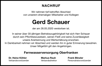 Traueranzeige von Gerd Schauer von Neue Presse Coburg