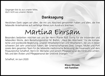 Traueranzeige von Martina Ehrsam von Neue Presse Coburg