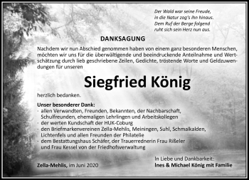 Traueranzeige von Siegfried König von Südthüringer Presse