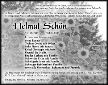 Traueranzeige von Helmut Schön von Südthüringer Presse