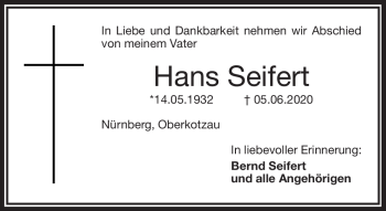 Traueranzeige von Hans Seifert von Frankenpost