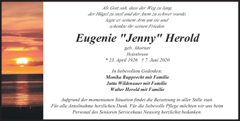 Traueranzeige von Eugenie Herold von Frankenpost