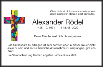 Traueranzeige von Alexander Rödel von Frankenpost