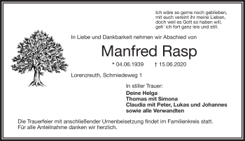 Traueranzeige von Manfred Rasp von Frankenpost