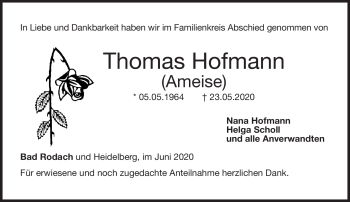 Traueranzeige von Thomas Hofmann von Neue Presse Coburg