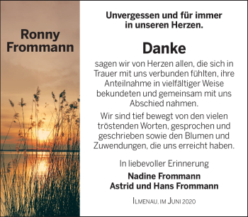 Traueranzeige von Ronny Frommann von Südthüringer Presse