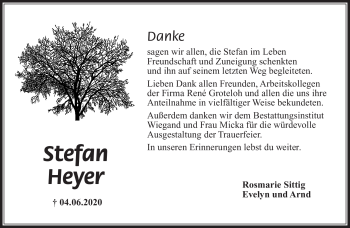 Traueranzeige von Stefan Heyer von Südthüringer Presse
