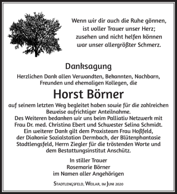 Traueranzeige von Horst Börner von Südthüringer Presse