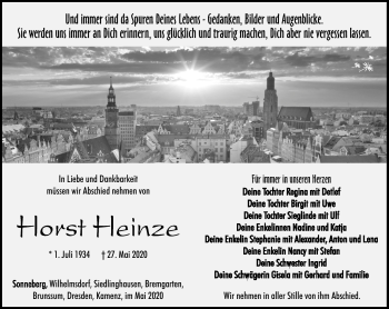 Traueranzeige von Horst Heinze von Südthüringer Presse