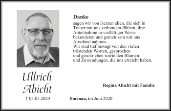 Traueranzeige von Ullrich Abich von Südthüringer Presse