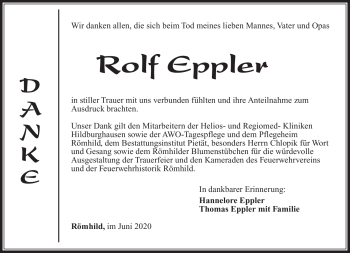 Traueranzeige von Rolf Eppler von Südthüringer Presse