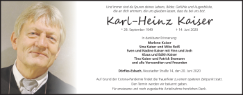 Traueranzeige von Karl-Heinz Kaiser von Neue Presse Coburg