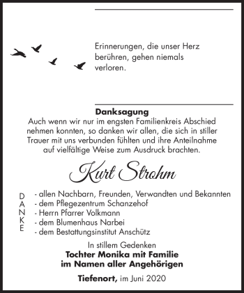 Traueranzeige von Kurt Strohm von Südthüringer Presse