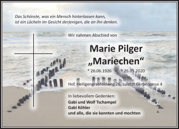 Traueranzeige von Marie Pilger von Frankenpost