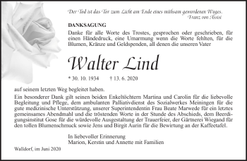 Traueranzeige von Walter Lind von Südthüringer Presse