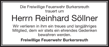 Traueranzeige von Reinhard Söllner von Frankenpost