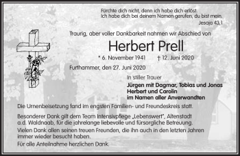 Traueranzeige von Herbert Prell von Frankenpost