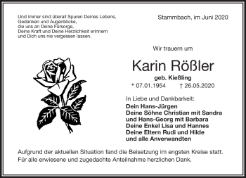 Traueranzeige von Karin Rößler von Frankenpost