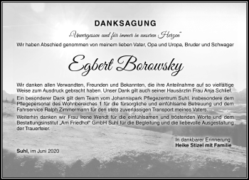 Traueranzeige von Egbert Borowsky von Südthüringer Presse