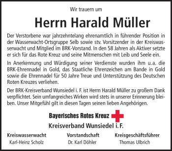 Traueranzeige von Harald Müller von Frankenpost